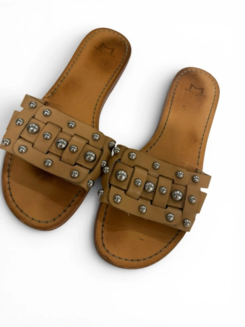 5 for $25!! Marc Fisher Studded Tan Leather Sandals